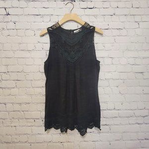 Entro Black Crochet Sleeveless Tank Sz M